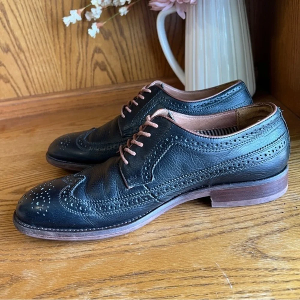 Johnston‎ & Murphy J&M 1850 Men's Black Leather Wingtip Oxfords 10M